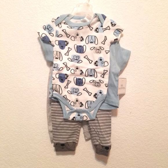 NWT little Beginnings Doggy 4 piece set (1 tshirt, 1 bodysuit, 2pants) - Picture 1 of 7